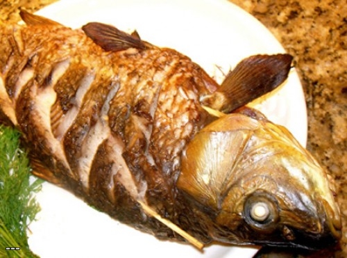 Рецепт - Запеченная рыба в духовке целиком