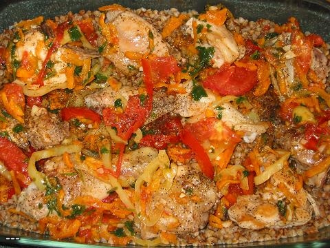 Рецепт - Курица в духовке с овощами
